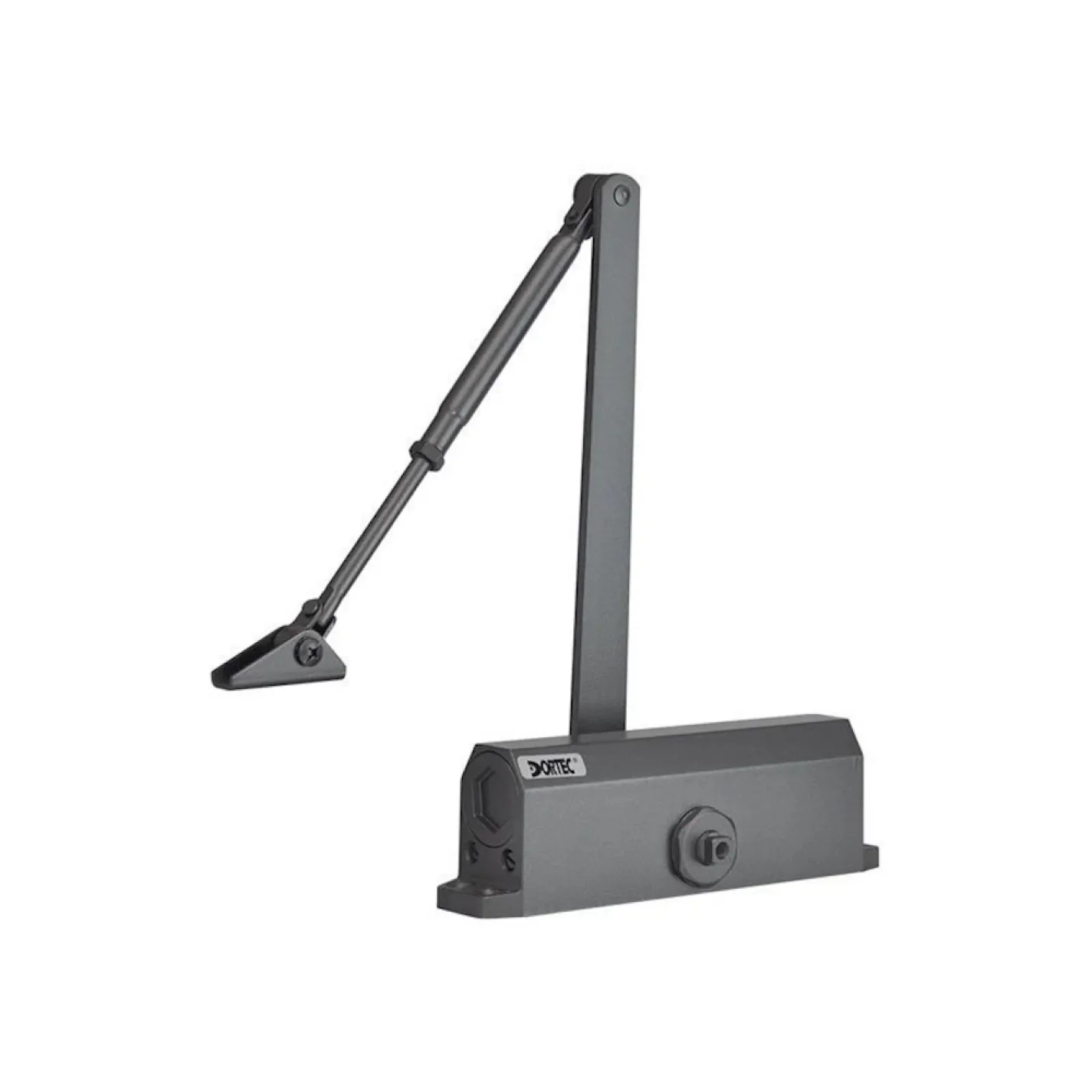 Дверной доводчик Dortec DT-64H Graphite с фиксацией двери в открытом положении графитовый (63-00055) - Фото 1