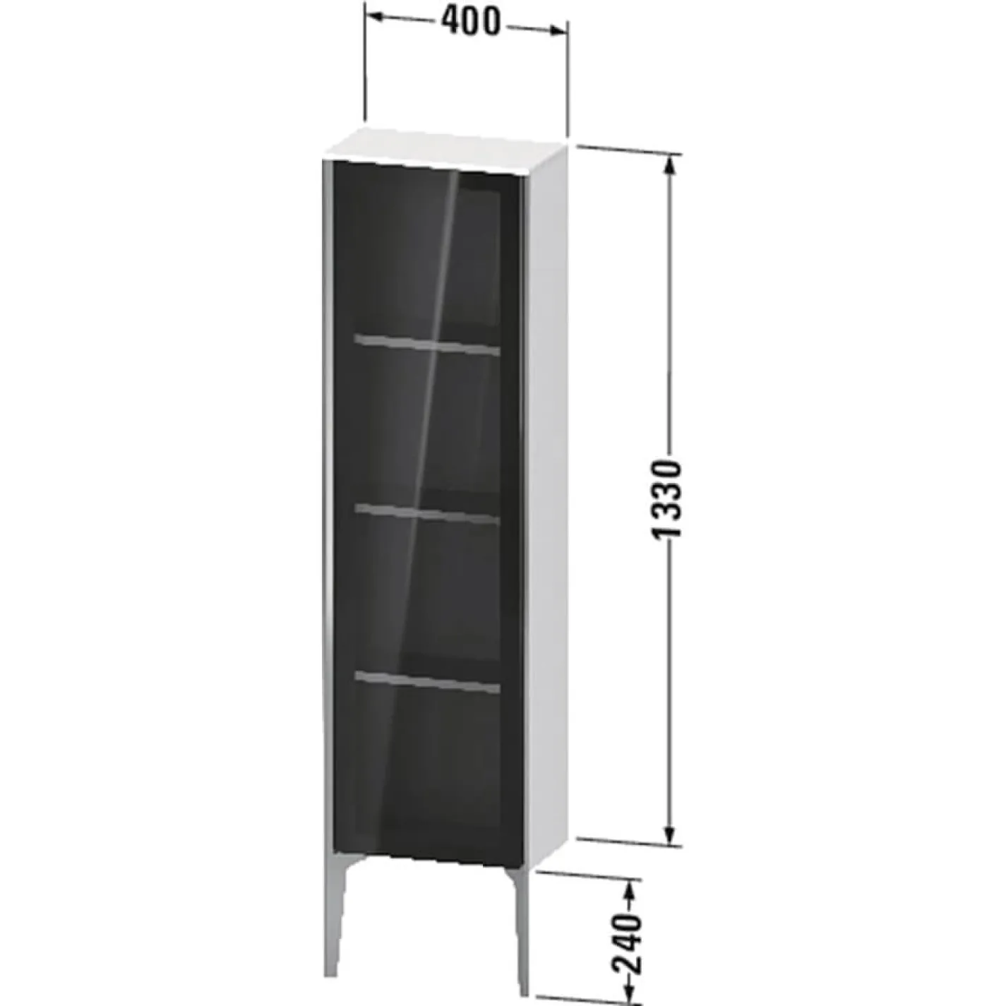 Пенал підлоговий Duravit 133x40х24 см зі скляними дверцятами R правий  - Фото 1