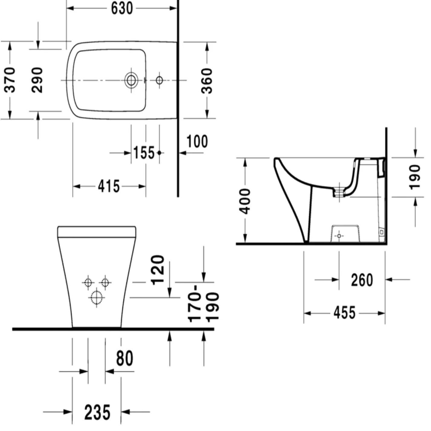 Підлогове біде Duravit DuraStyle білий (2283100000) - Фото 1