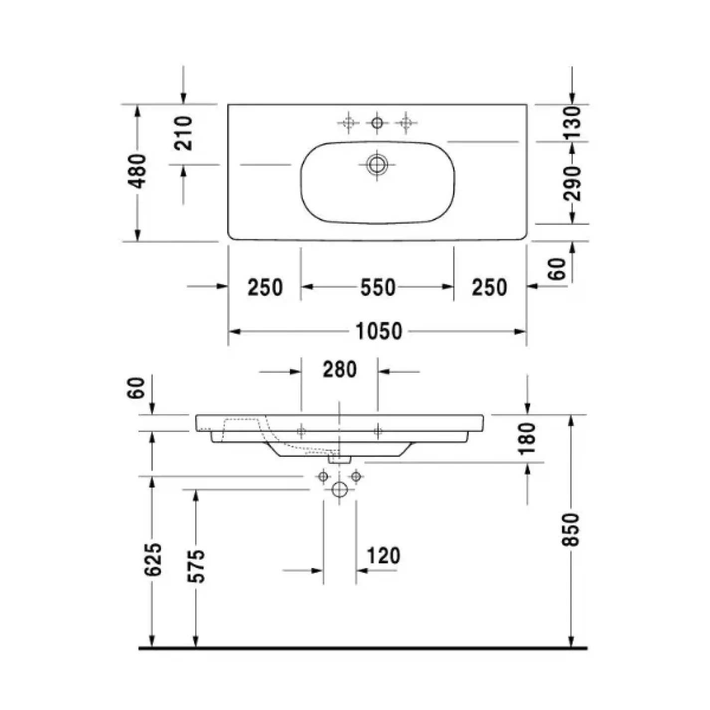 Раковина підвісна Duravit D-Code 1050x480 білий - Фото 3