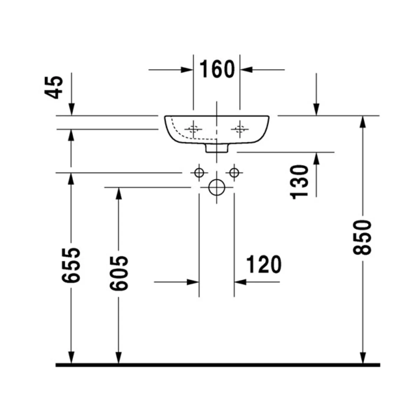 Раковина підвісна Duravit D-Code 360x270 білий - Фото 3