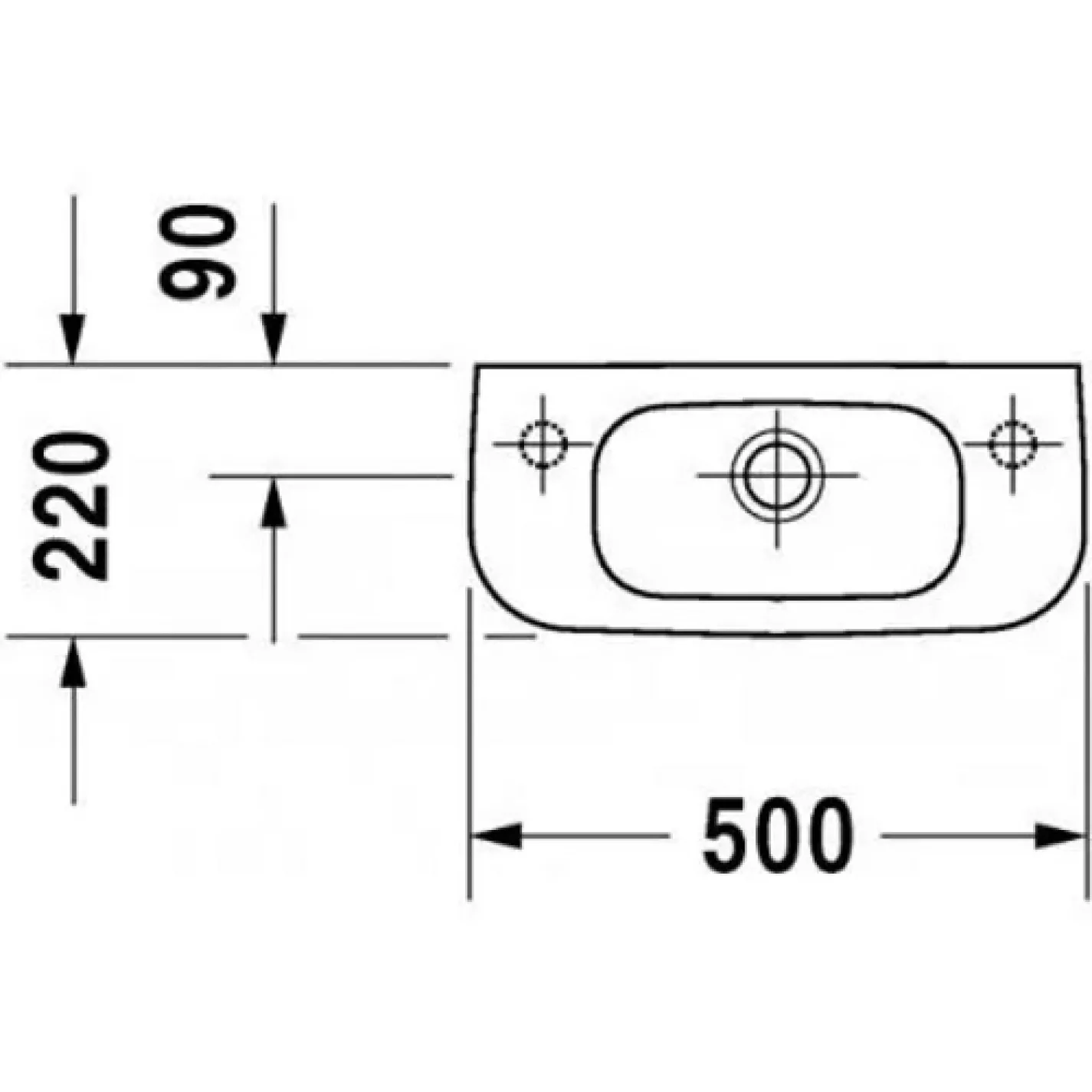 Раковина підвісна Duravit D-Code 500x220 з отвором ліворуч білий - Фото 2
