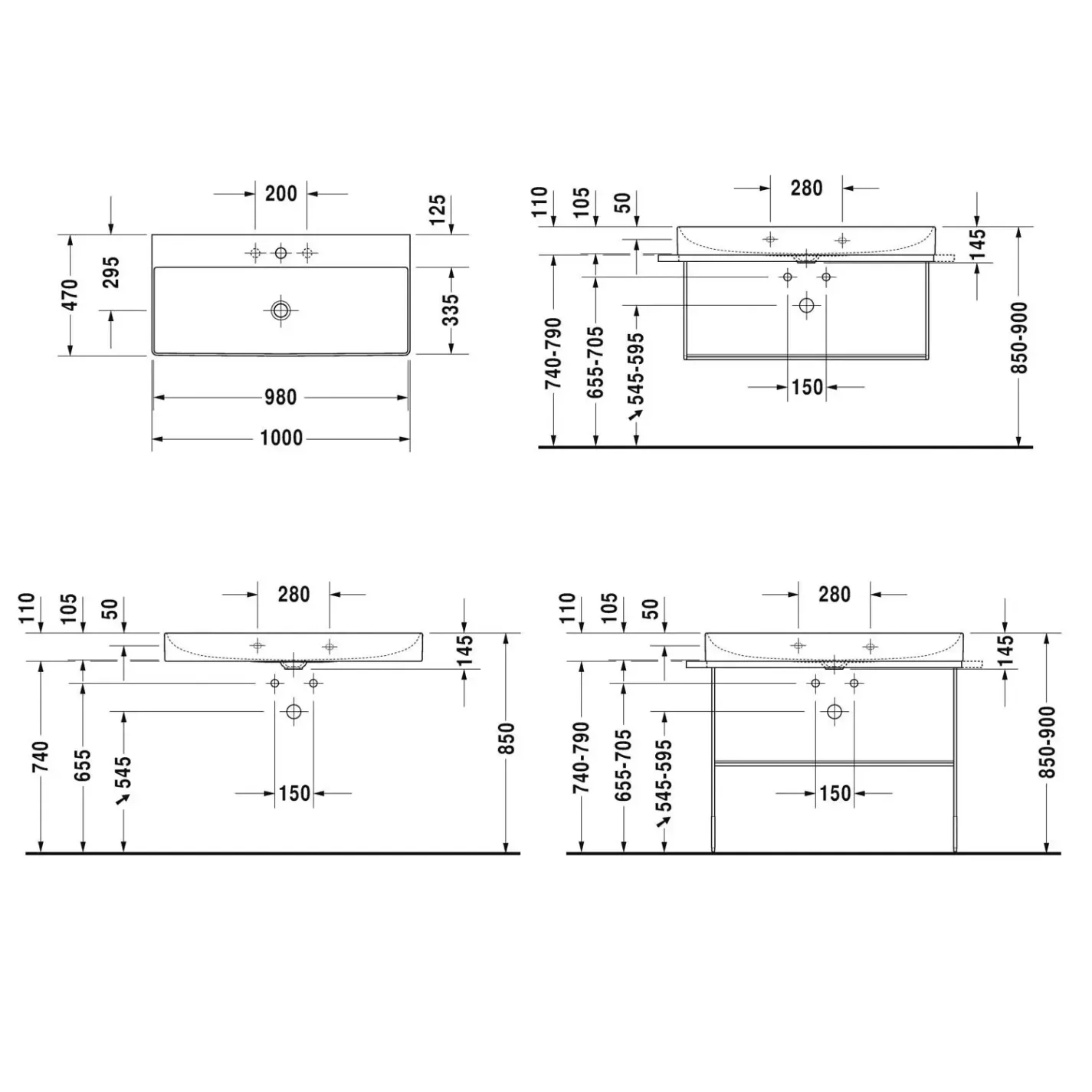 Раковина підвісна Duravit DuraSquare 1000x470 білий - Фото 3