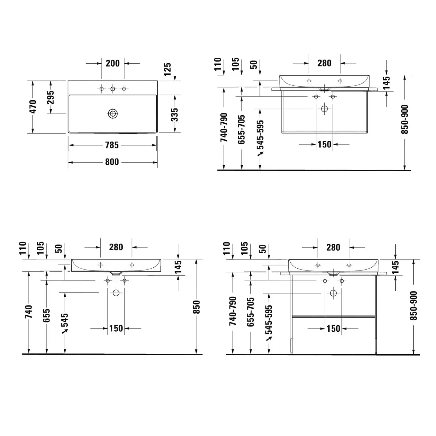 Раковина підвісна Duravit DuraSquare 800х470 білий - Фото 3