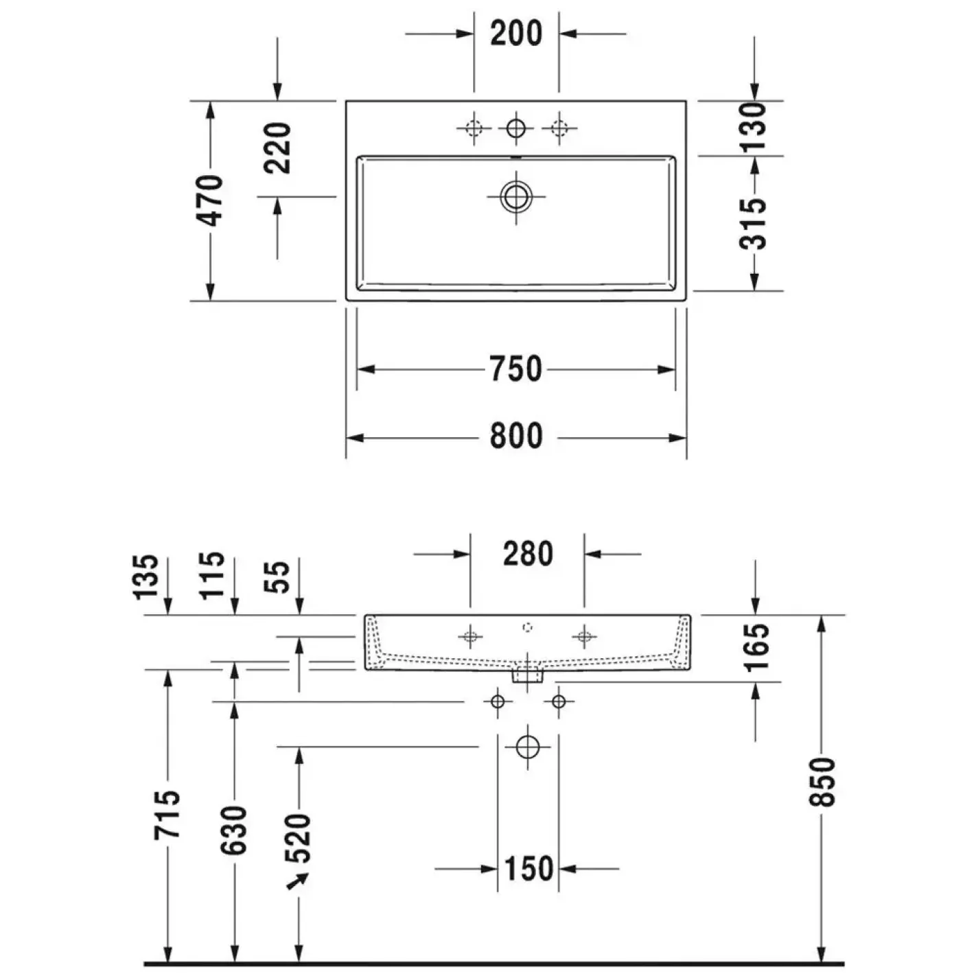Раковина підвісна Duravit Vero Air 800x470 білий (2350800000) - Фото 3