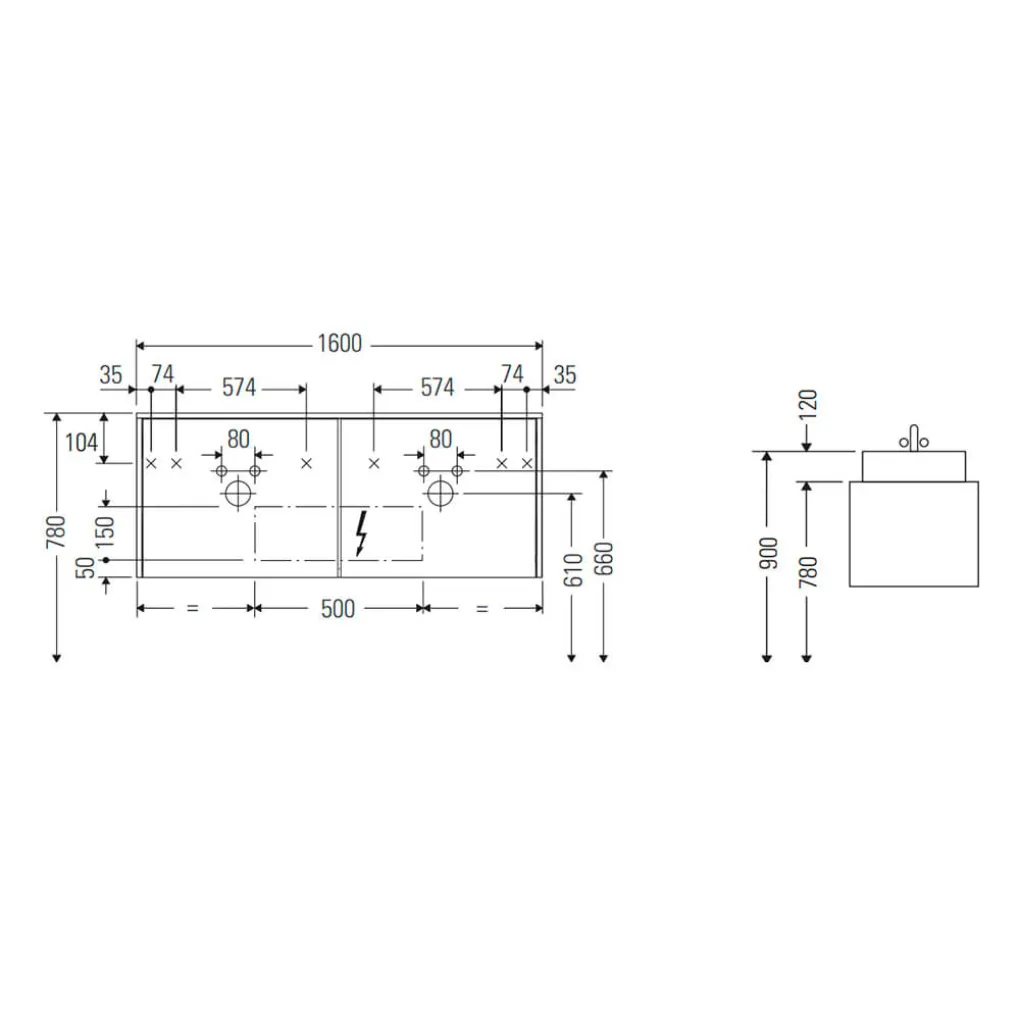 Консольная тумба Duravit VITRIUM под 2 умывальника 160х45,9, темный орех (VT4794B2121000G)- Фото 2