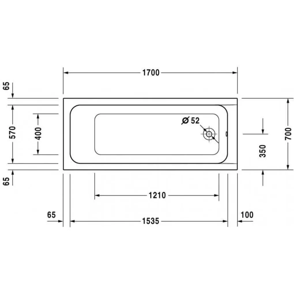 Ванна акриловая Duravit D-Code 170x70- Фото 2