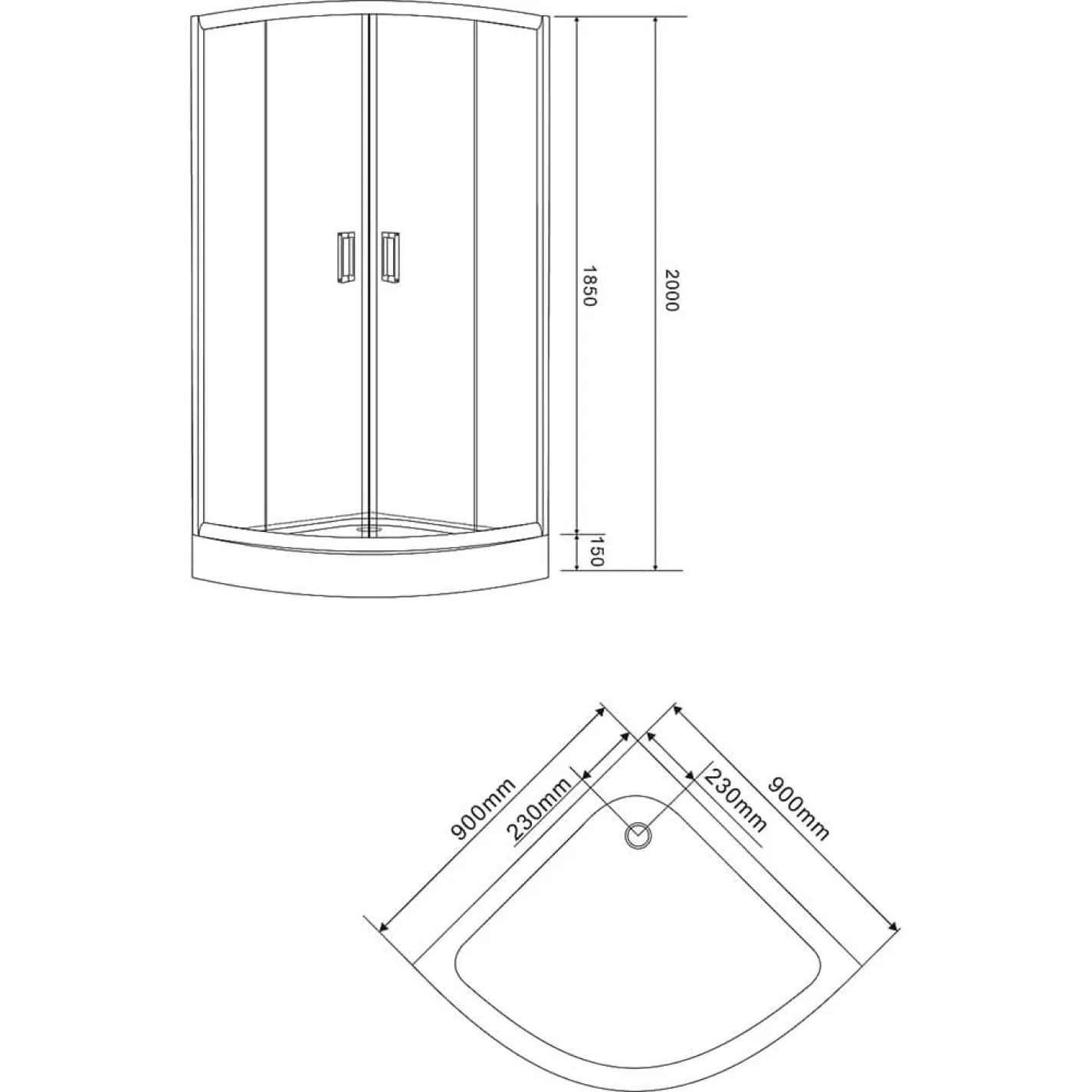 Душова кабіна Eger TISZA (AMUR) 90x90x185 (скло + Тип дверей), профіль білий, скло Frizеk (599-021-A/1) - Фото 1