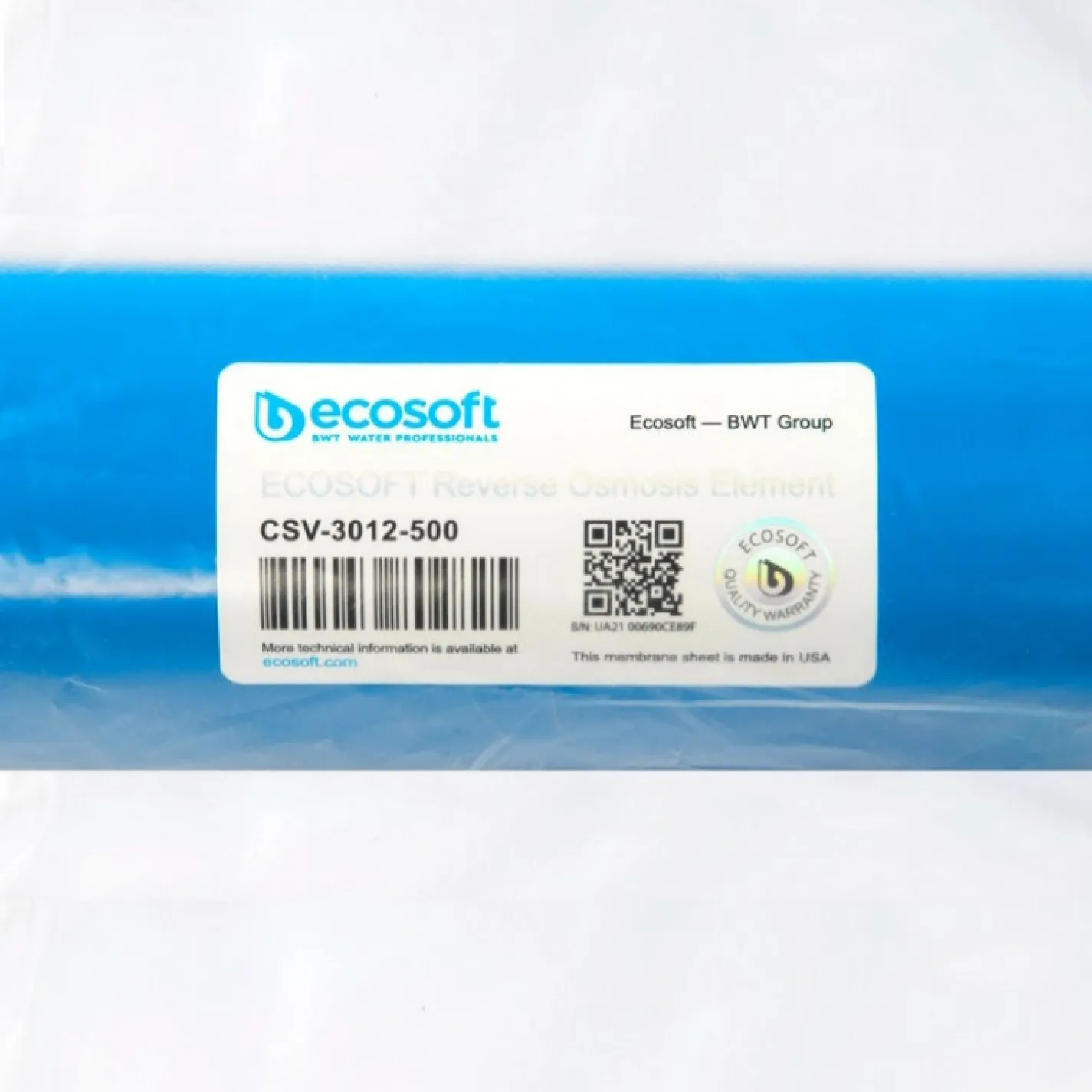 Мембранний елемент Ecosoft 500GPD для домашніх фільтрів зворотного осмосу (CSV3012500ECO) - Фото 1