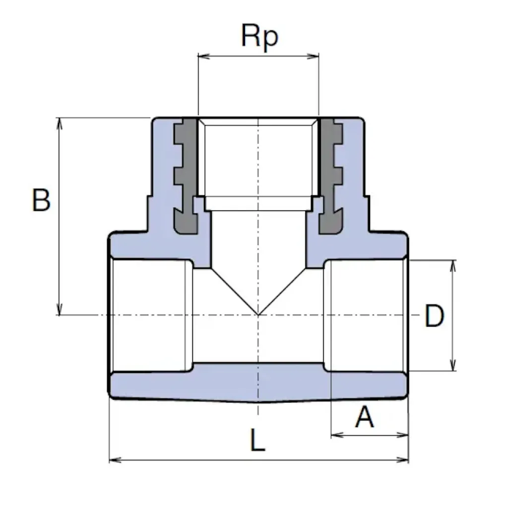Тройник с металлической внутренней резьбой Ekoplastik 20x1/2x20 (BTKI02020X)- Фото 3