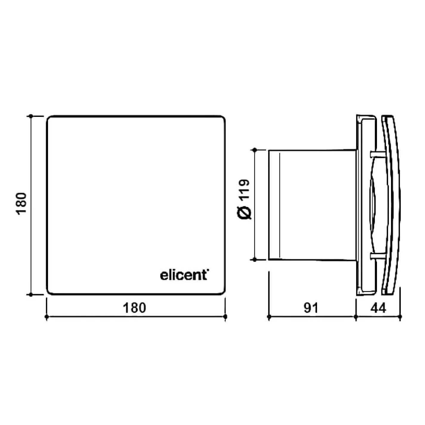 Витяжний вентилятор Elicent Elegance 120 PC Black - Фото 3