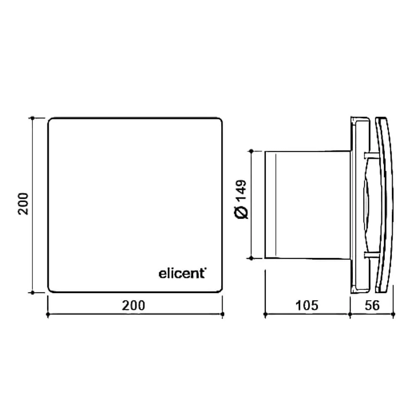 Витяжний вентилятор Elicent Elegance 150 CMT Black - Фото 3