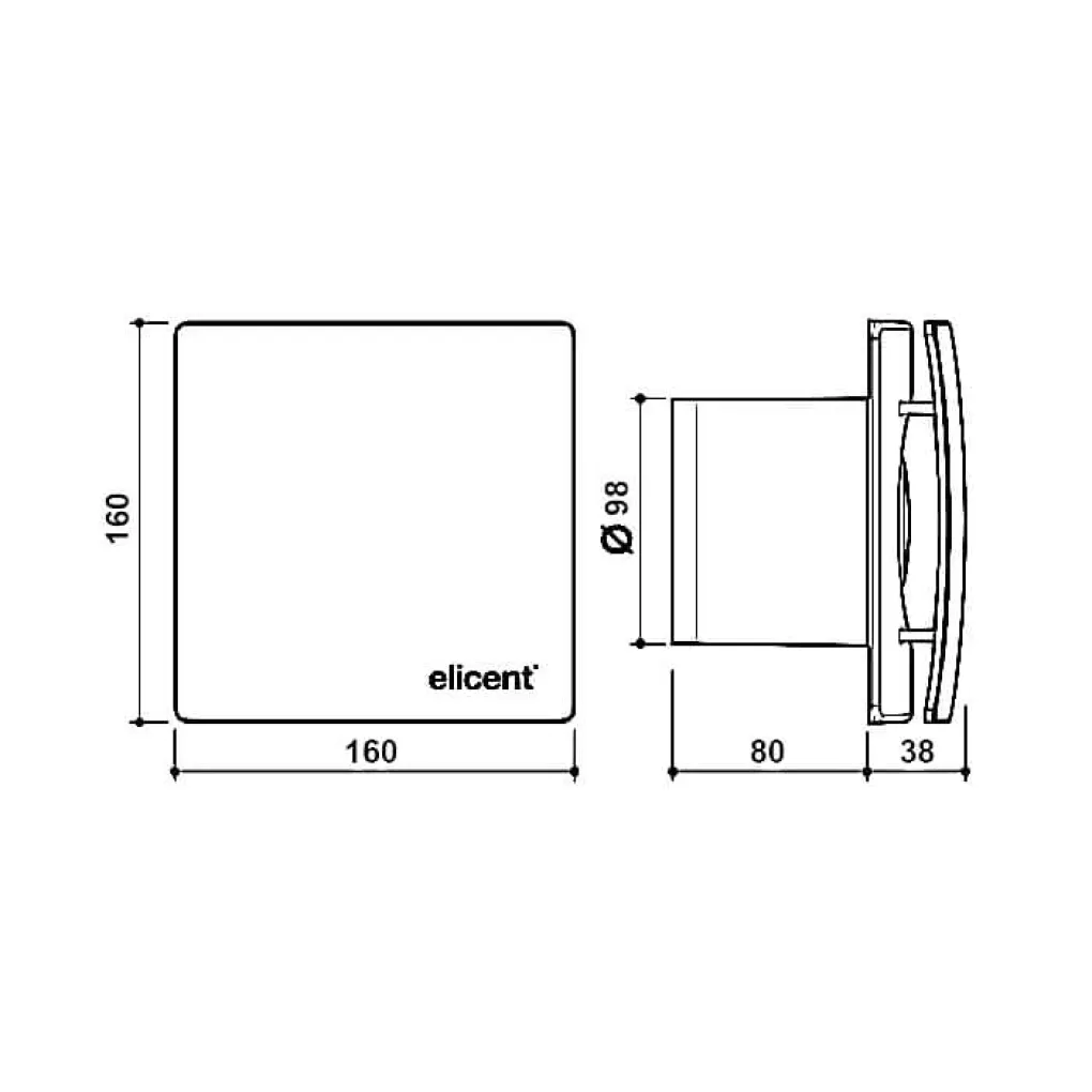 Витяжний вентилятор Elicent ELEGANCE 100 PC- Фото 4