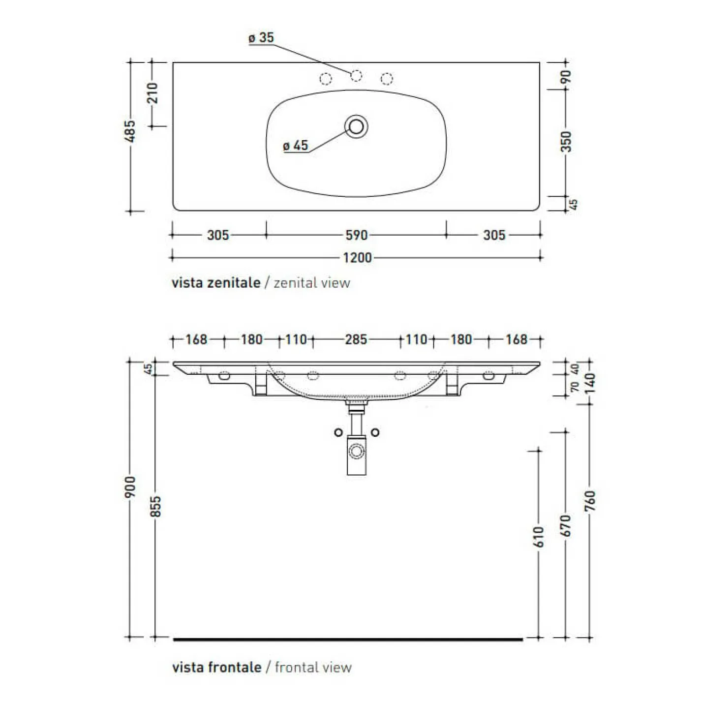 Раковина Flaminia Nuda Flat белый ND120L - Фото 3