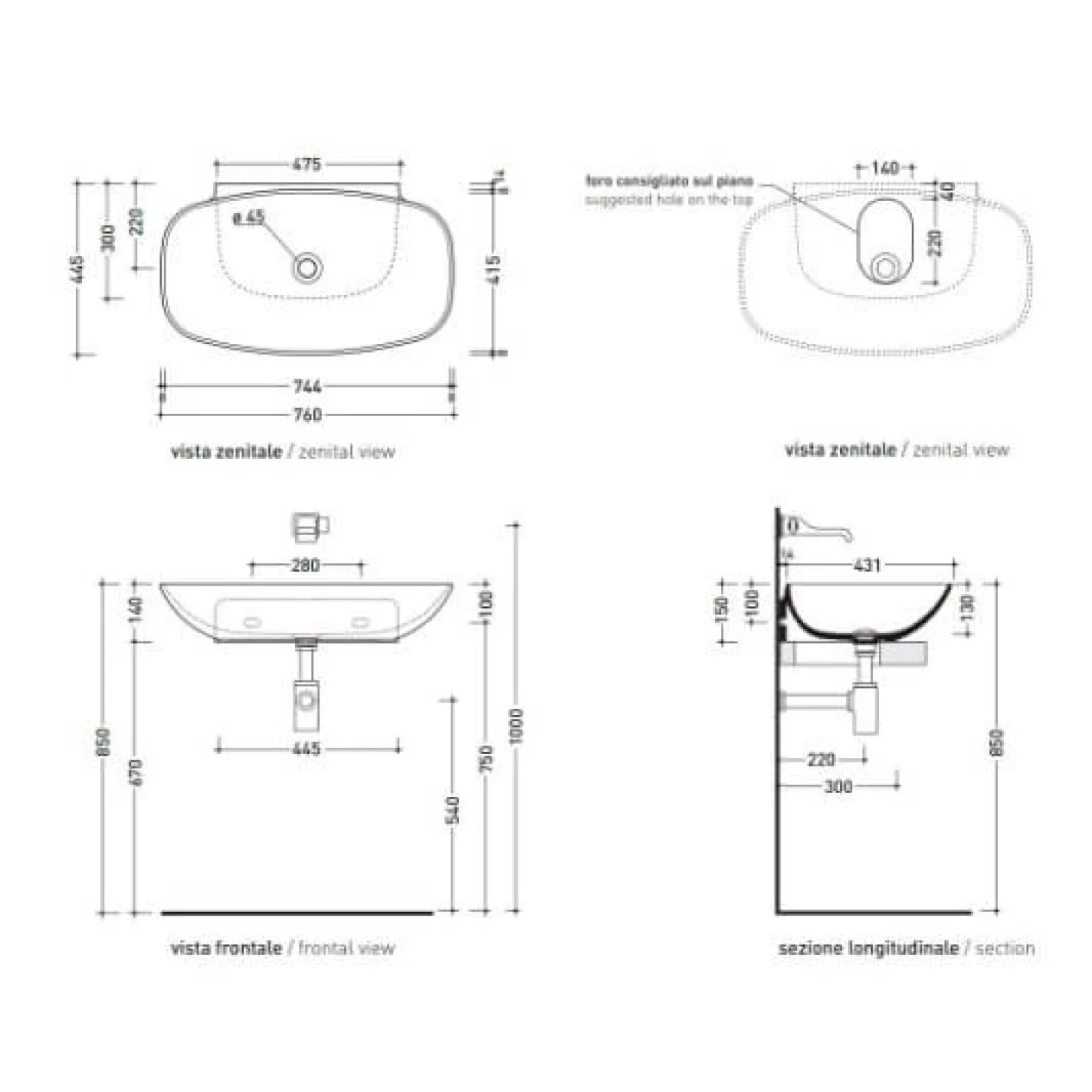 Раковина Flaminia Nuda Slim белый ND75A - Фото 2