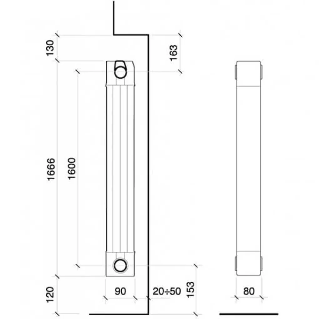 Алюминиевый радиатор Fondital ALETERNUM GARDA 90 6 секций 1600 мм- Фото 3
