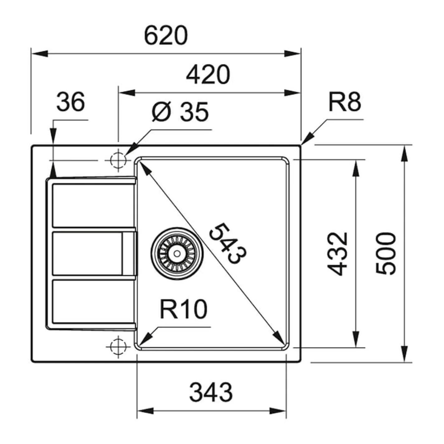 Кухонная мойка Franke Sirius S2D 611-62, черный (143.0627.288) - Фото 1