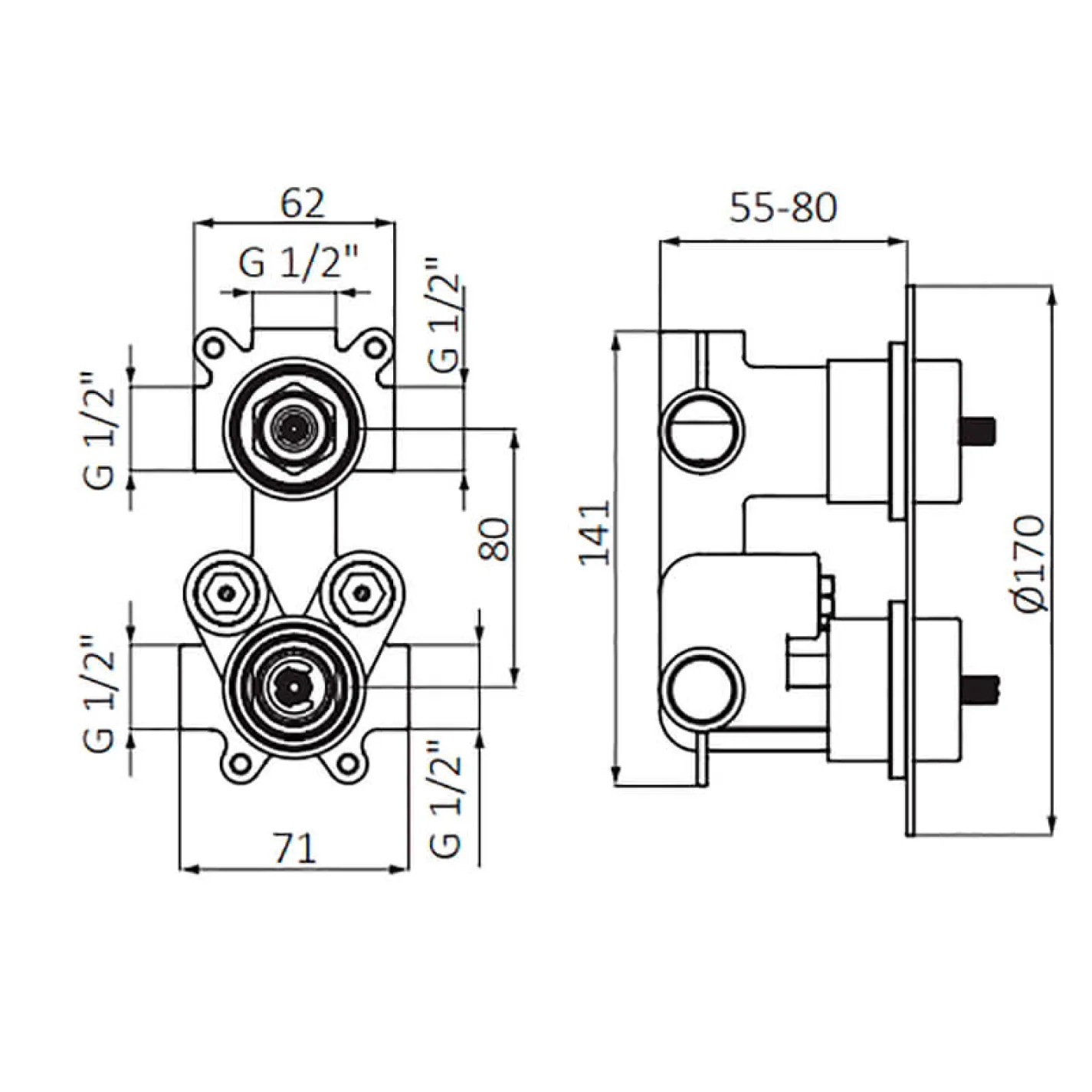 Термостатический смеситель GRB Premier на 3 потребителя, хром (50130500) - Фото 1