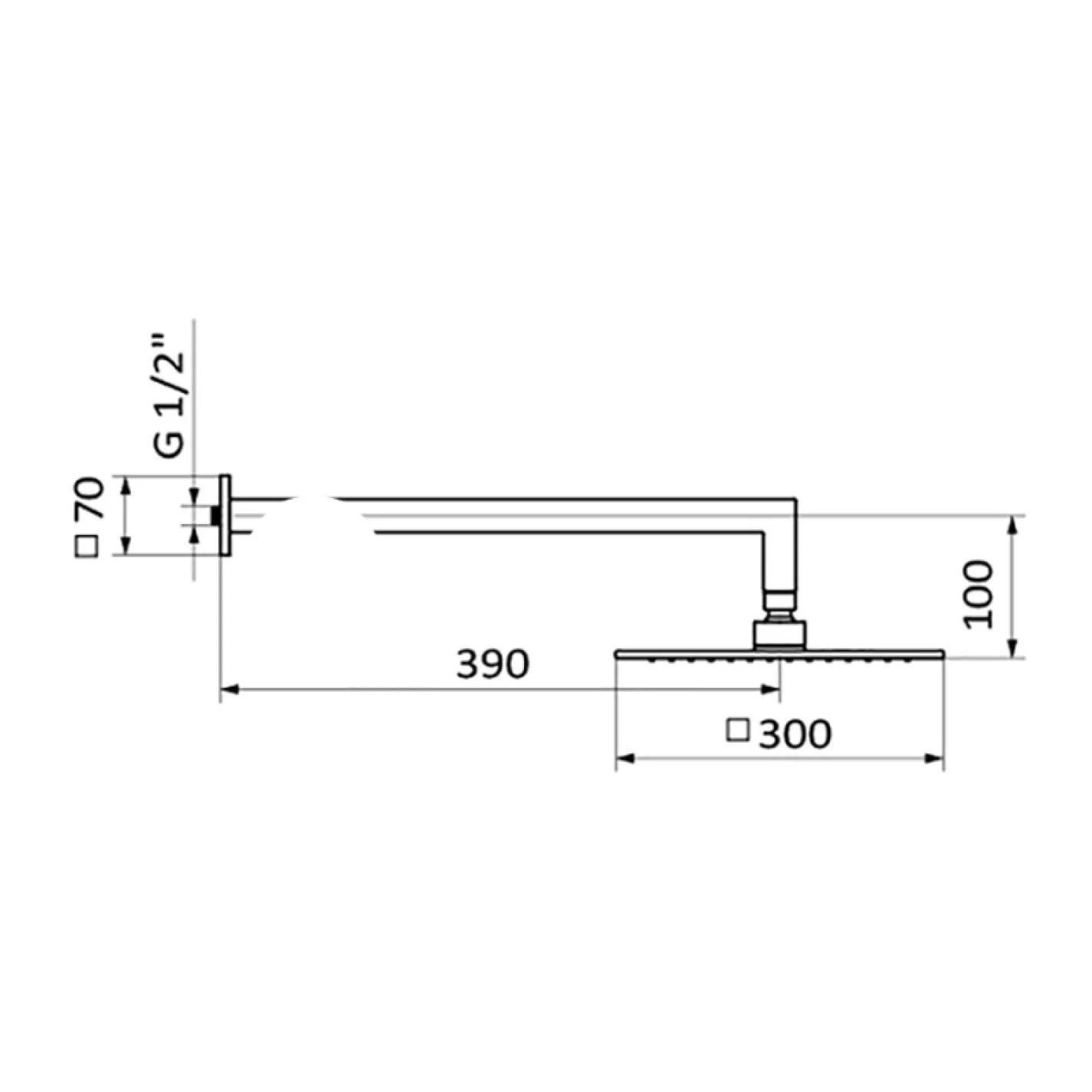 Верхний душ GRB Hydro 300 с кронштейном, хром (05027010) - Фото 1