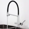Смеситель для кухни Gappo G4398-9 на две воды с гибким изливом, белый/черный- Фото 3