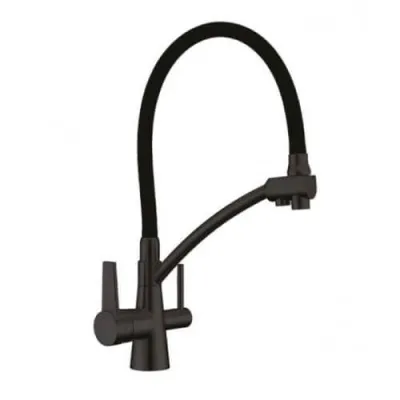 Змішувач для кухні Gappo G4398-16 на дві води з гнучким виливом, чорний
