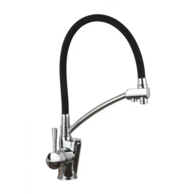 Змішувач для кухні Gappo G4398-11 на дві води з гнучким виливом, чорний/хром