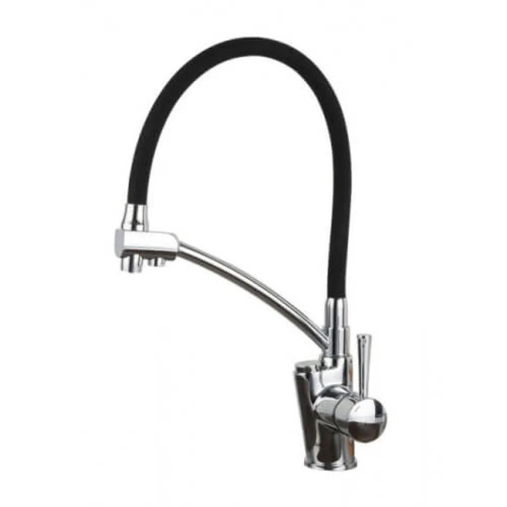 Змішувач для кухні Gappo G4398-11 на дві води з гнучким виливом, чорний/хром- Фото 4
