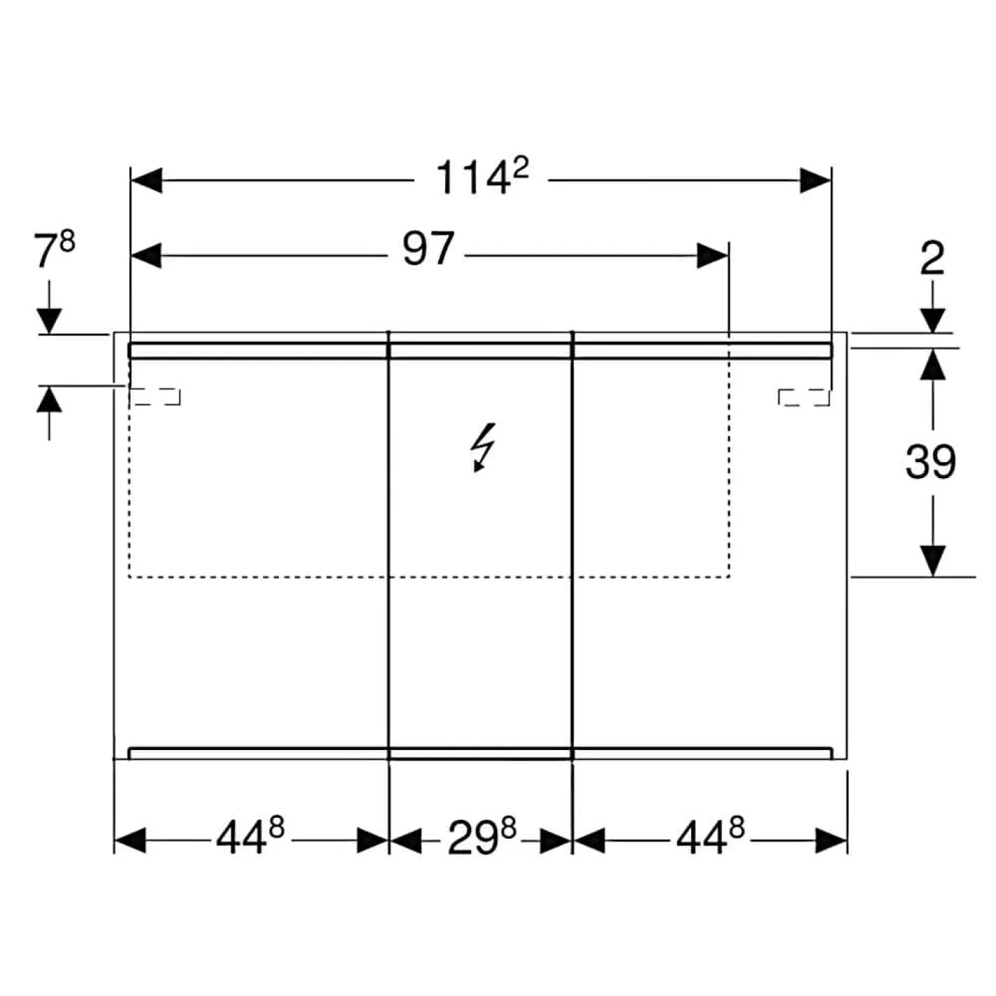 Дзеркальна шафка Geberit Option 120 см, з підсвіткою, трьома дверцятами (500.207.00.1) - Фото 1