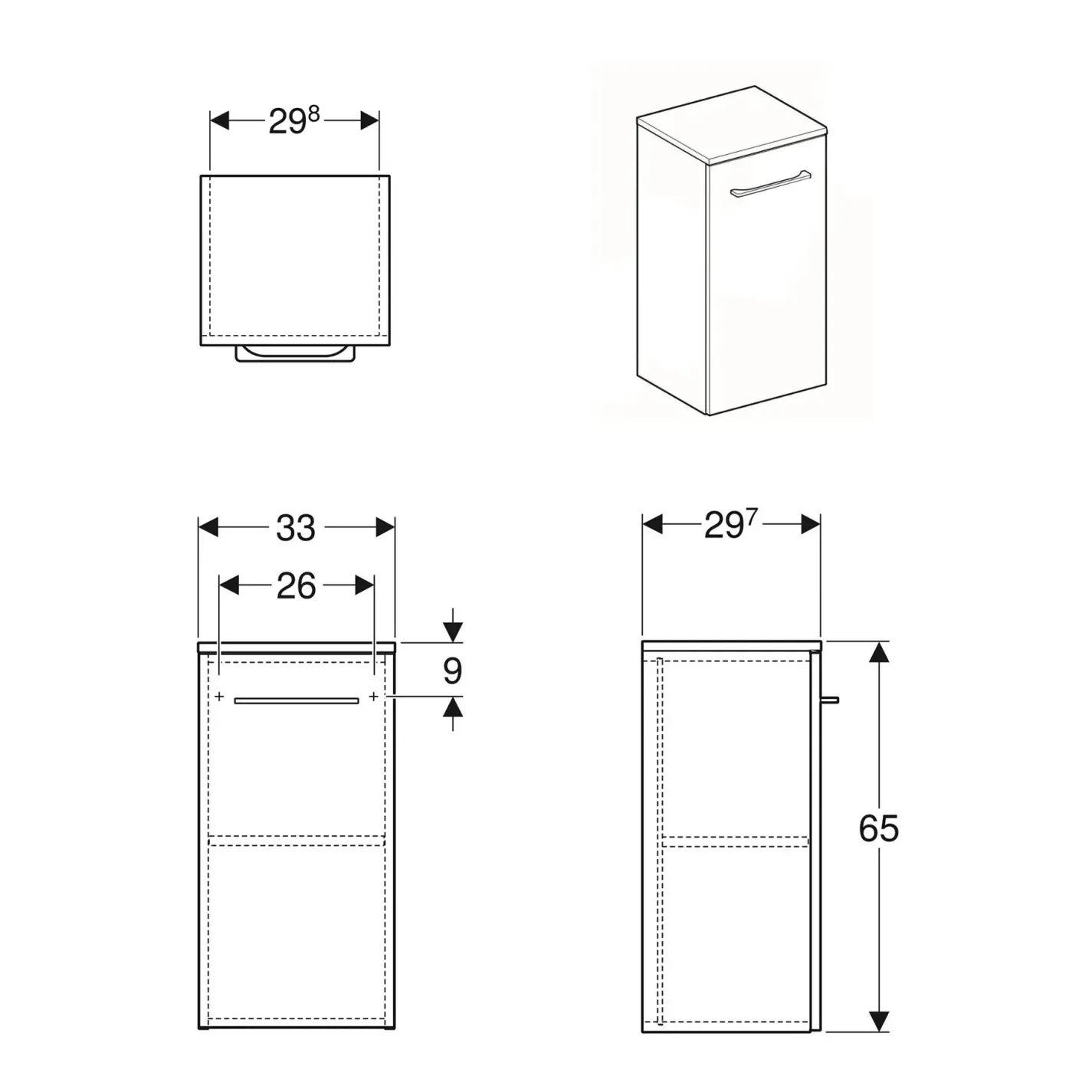 Пенал подвесной Geberit Selnova Square 330x650x297 мм белый (501.272.00.1) - Фото 2