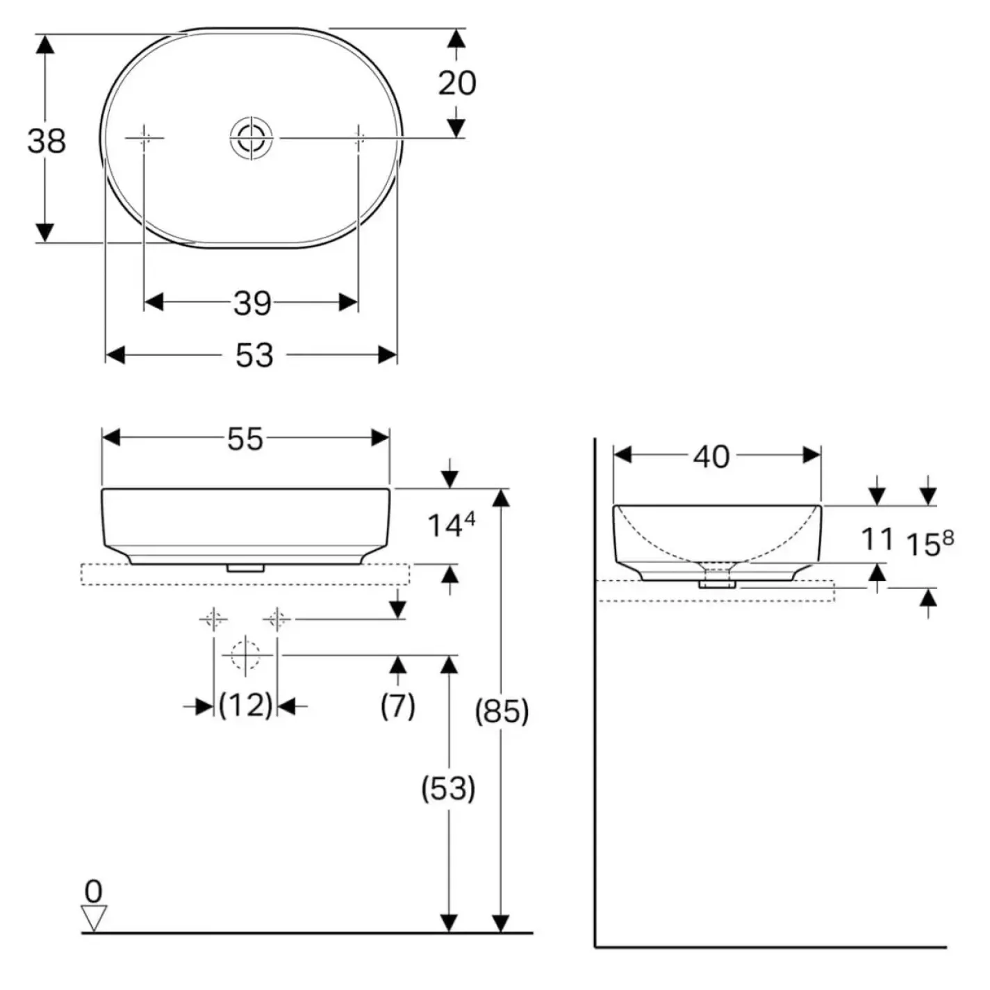 Раковина накладна Geberit VariForm овальна 550x400 білий (500.774.01.2) - Фото 3