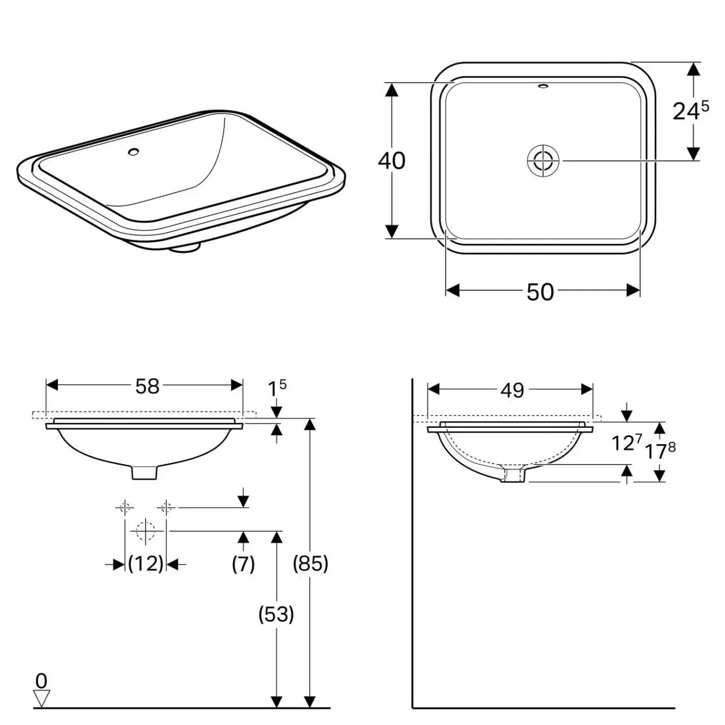 Раковина врізна Geberit VariForm 580x490 білий - Фото 3