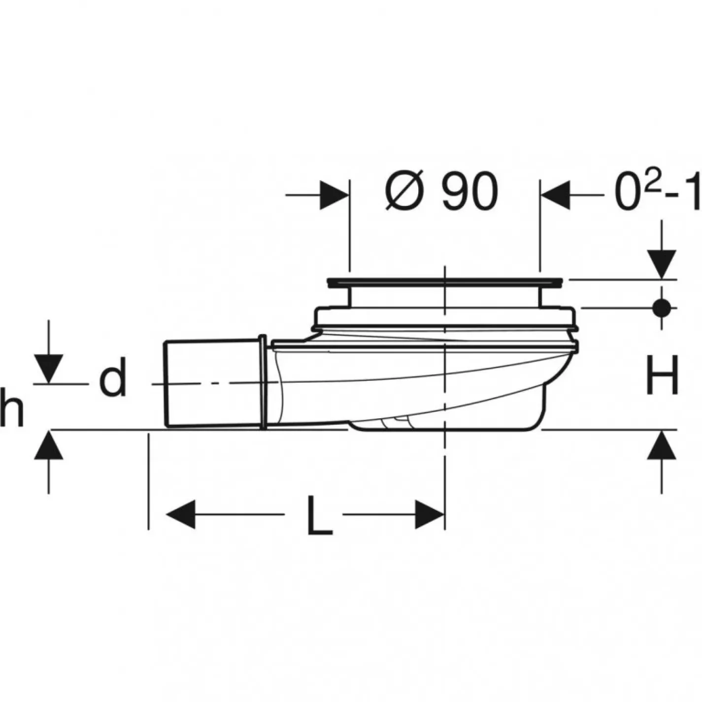 Сифон для душового піддона Geberit d90 висота гідрозатвору 30 мм кришкою (150.583.21.1) - Фото 1