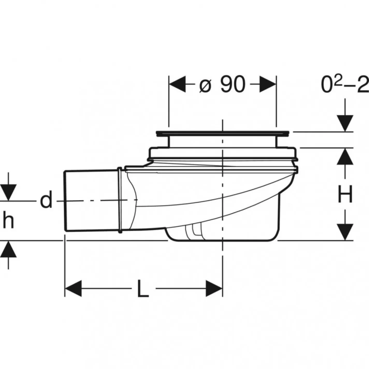 Сифон для душового піддона Geberit d90 висота гідрозатвору 50 мм (150.550.00.1) - Фото 1