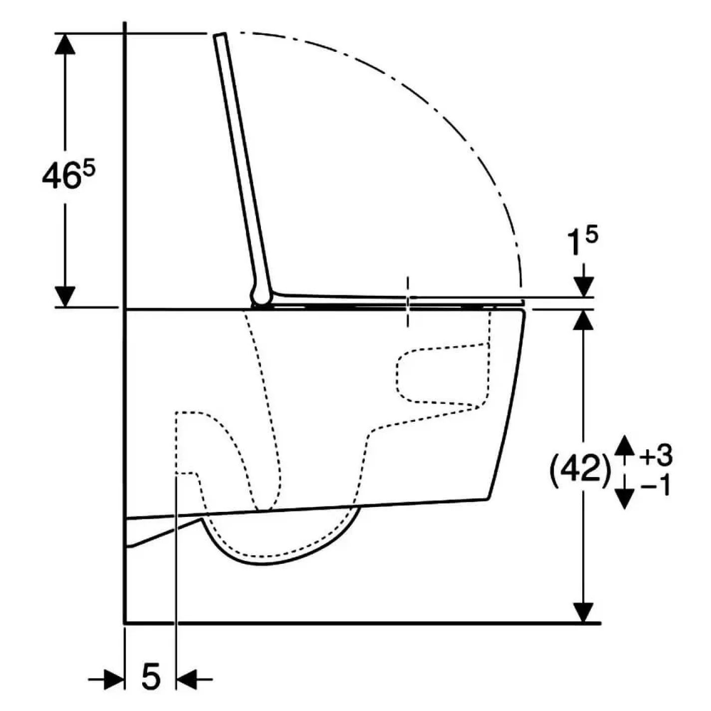 Унитаз подвесной Geberit One Rimfree TurboFlush 54х37 см белый матовый (500.202.jt.1) - Фото 3
