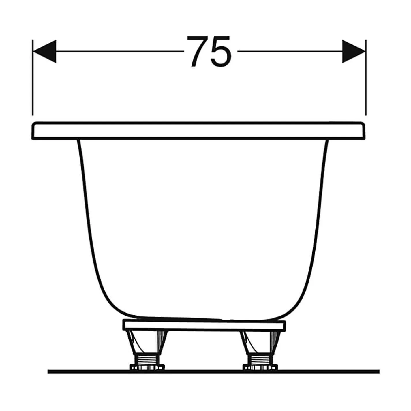 Ванна акриловая Geberit Tawa Slim Duo 170 х 75 см, с ножками, центральный слив (554.123.01.1) - Фото 3