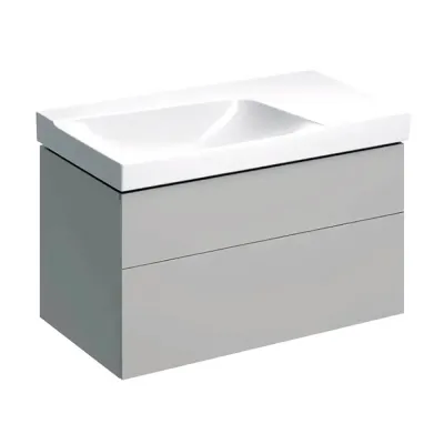 Шкафчик для асимметричной раковины Geberit Xeno2 90 см, с двумя ящиками, цвет серовато-бежевый мат (500.515.00.1)
