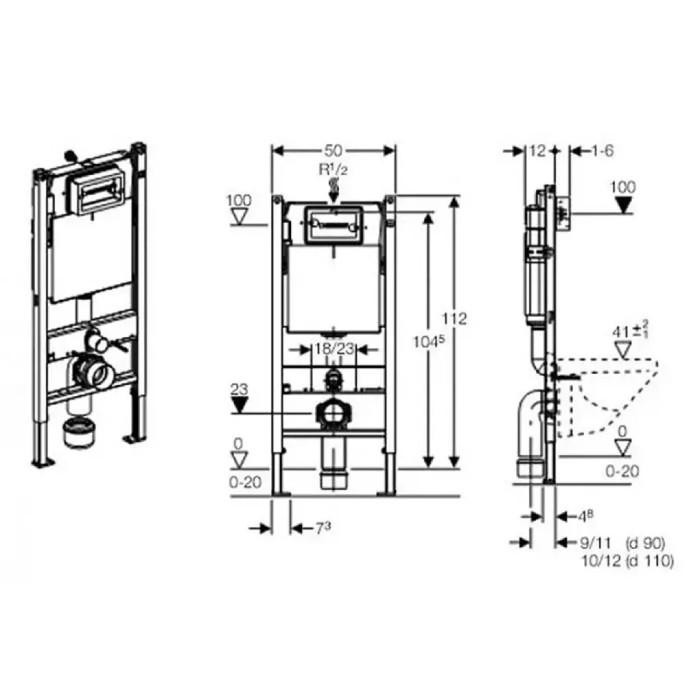 Інсталяція для унітазу Geberit Duofix Basic + унітаз Roca Ona Rimless з сидінням soft-close (A34H688000+458.103.00.1)- Фото 3