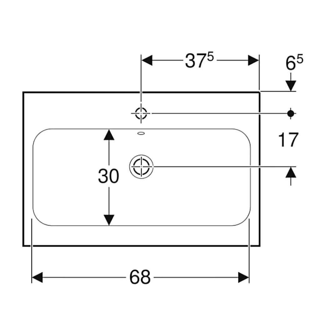 Раковина Geberit iCon Light 75 см, з переливом, білий матовий (501.848.JT.1)- Фото 2