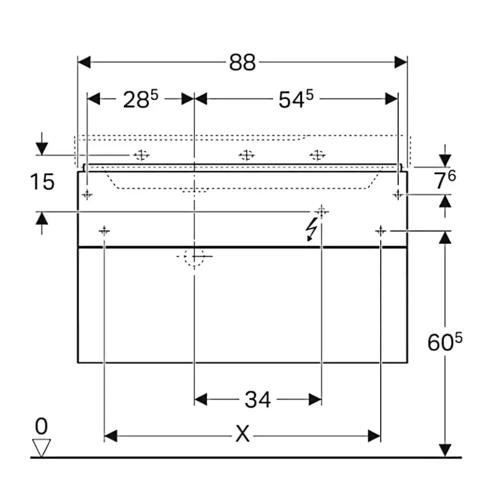 Шкафчик для асимметричной раковины Geberit Xeno2 90 см, с двумя ящиками, цвет серовато-бежевый мат (500.515.00.1)- Фото 3