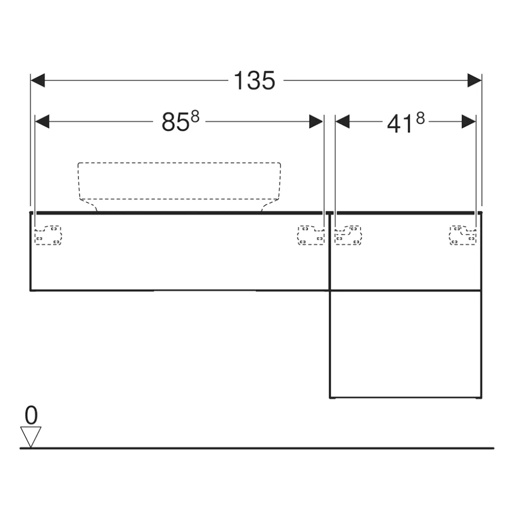 Тумба для накладного умивальника Geberit VariForm 1350х510х550, білий (501.189.00.1)- Фото 3