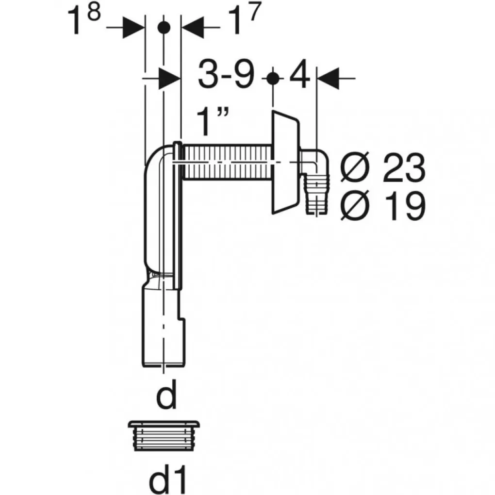 Сифон для приборов Geberit скрытый монтаж (152.235.21.1)- Фото 2