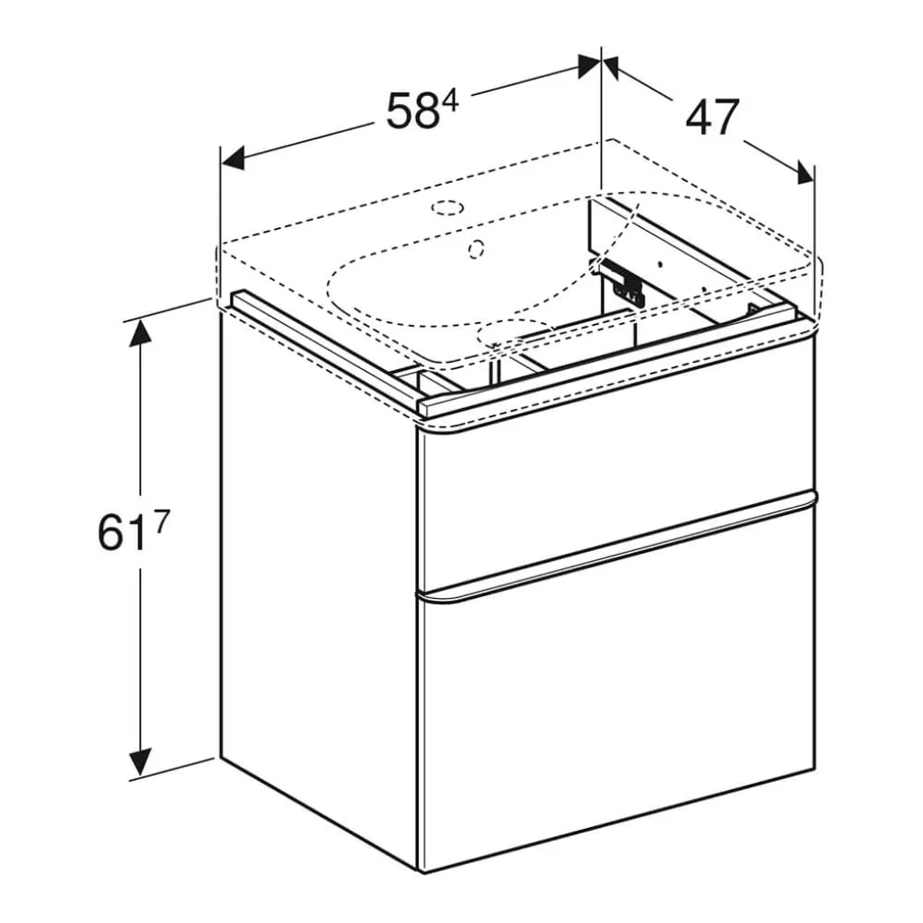 Тумба под умывальник Geberit Smyle Square 600х480мм, лава (500.352.JK.1)- Фото 2