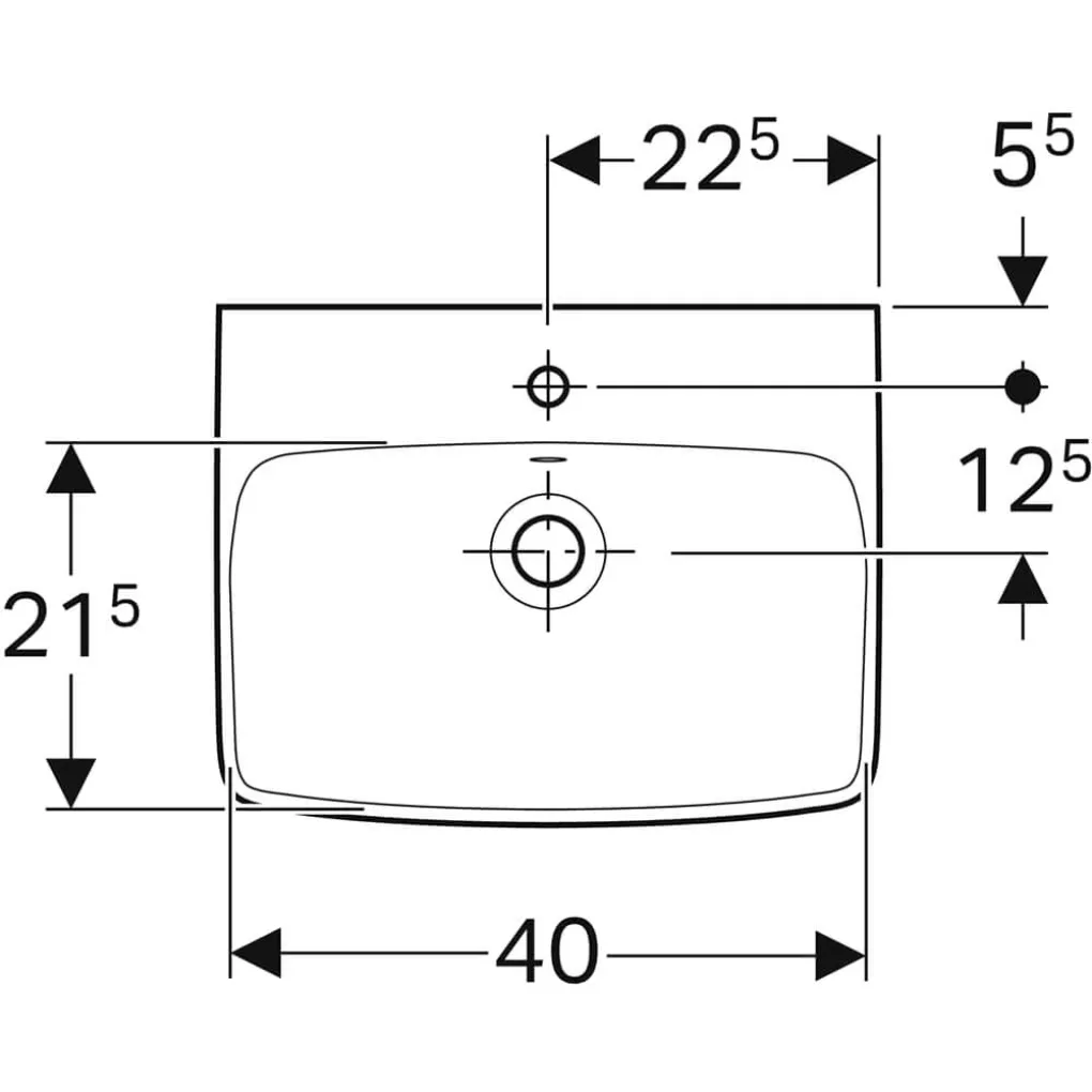 Рукомийник Geberit Selnova Square: Білий, B=45см, H=16см, T=35см, Отвір для змішувача=В центрі, Пере- Фото 4