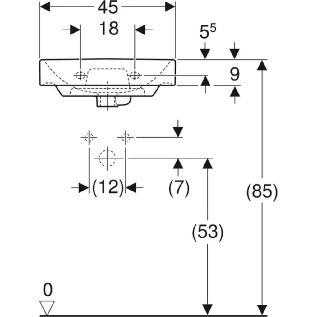 Умивальник підвісний Geberit Smyle Square 45х36 білий (500.222.01.1)- Фото 3