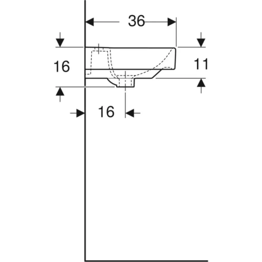 Умивальник підвісний Geberit Smyle Square 45х36 білий (500.222.01.1)- Фото 4