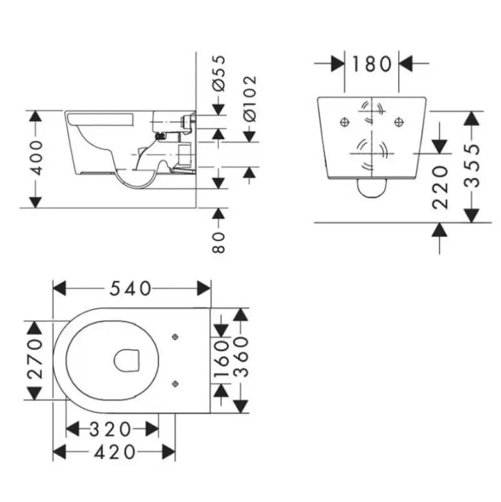 Унитаз подвесной с крышкой Hansgrohe EluPura S 540 rimless безободочный, белый (60193450_60148450)- Фото 3