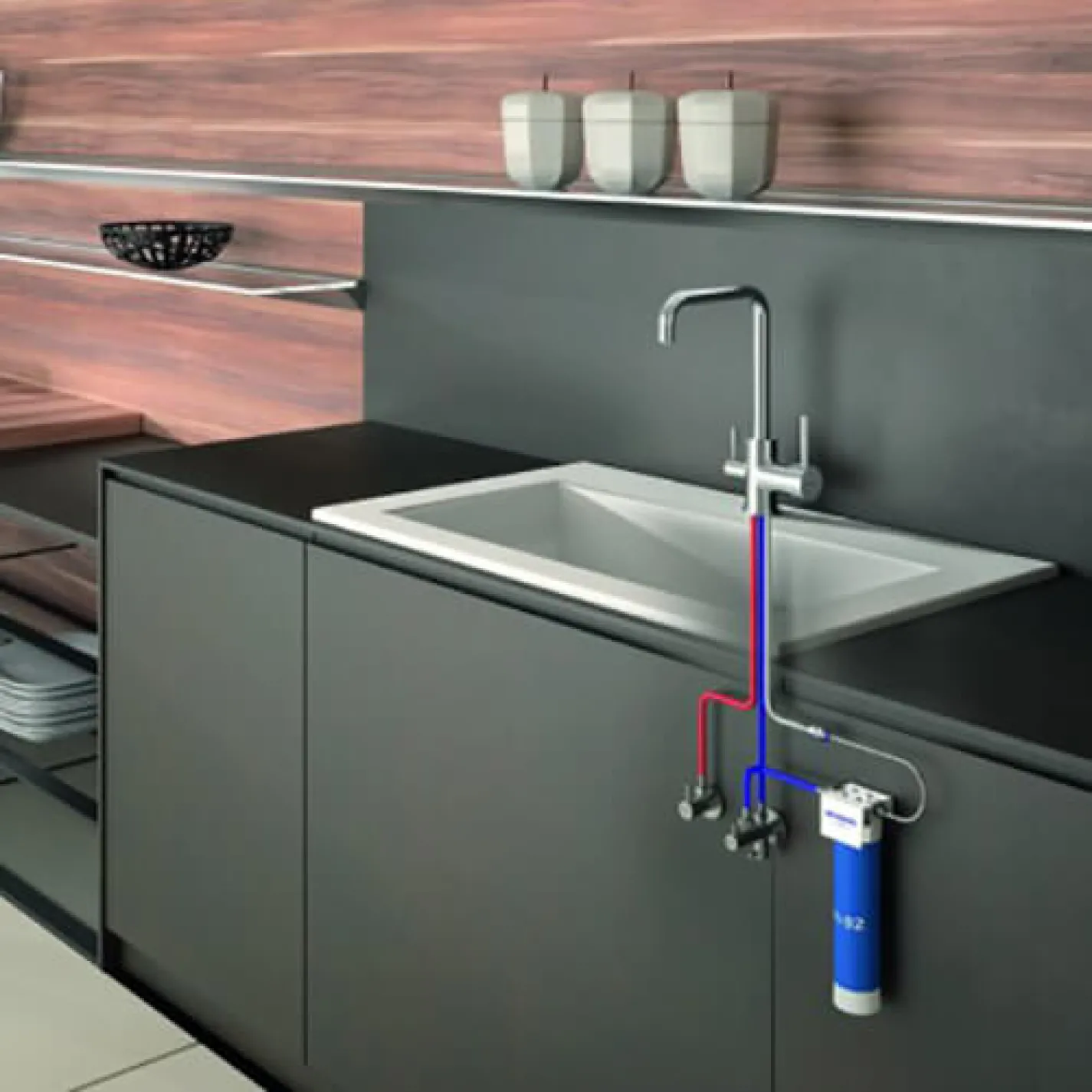 Кухонный смеситель с системой очистки воды GENEBRE Tau FT65702 (65702184566+FT00+310904+310404) - Фото 5