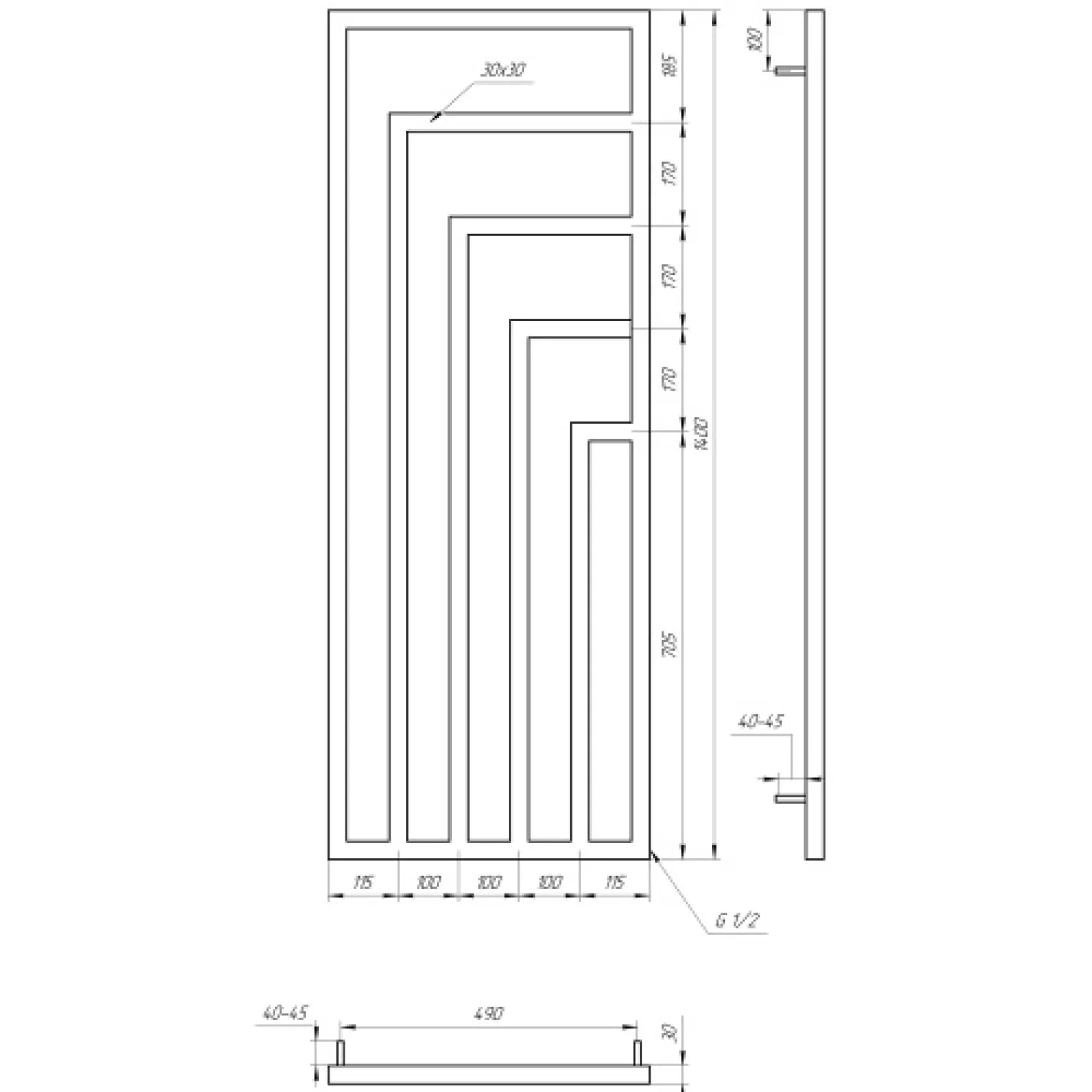 Трубчастый радиатор Genesis Aqua Vero 140x53 черный - Фото 1