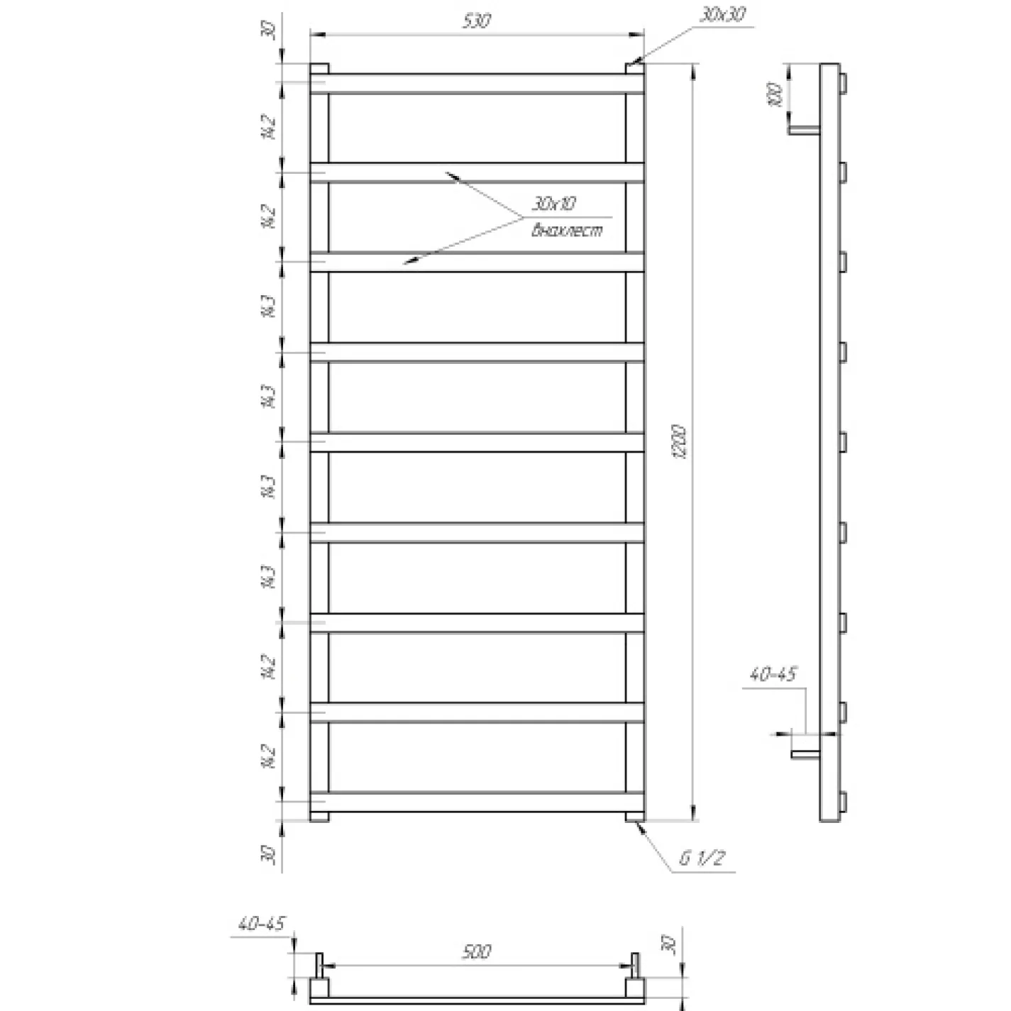 Водяна рушникосушка Genesis Aqua Basis Light 100x53 чорна - Фото 1