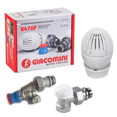 Комплект термостатичний Giacomini R470FX023 Ду15 для кутового радіатора (R14X033+ R401X133+R470)
